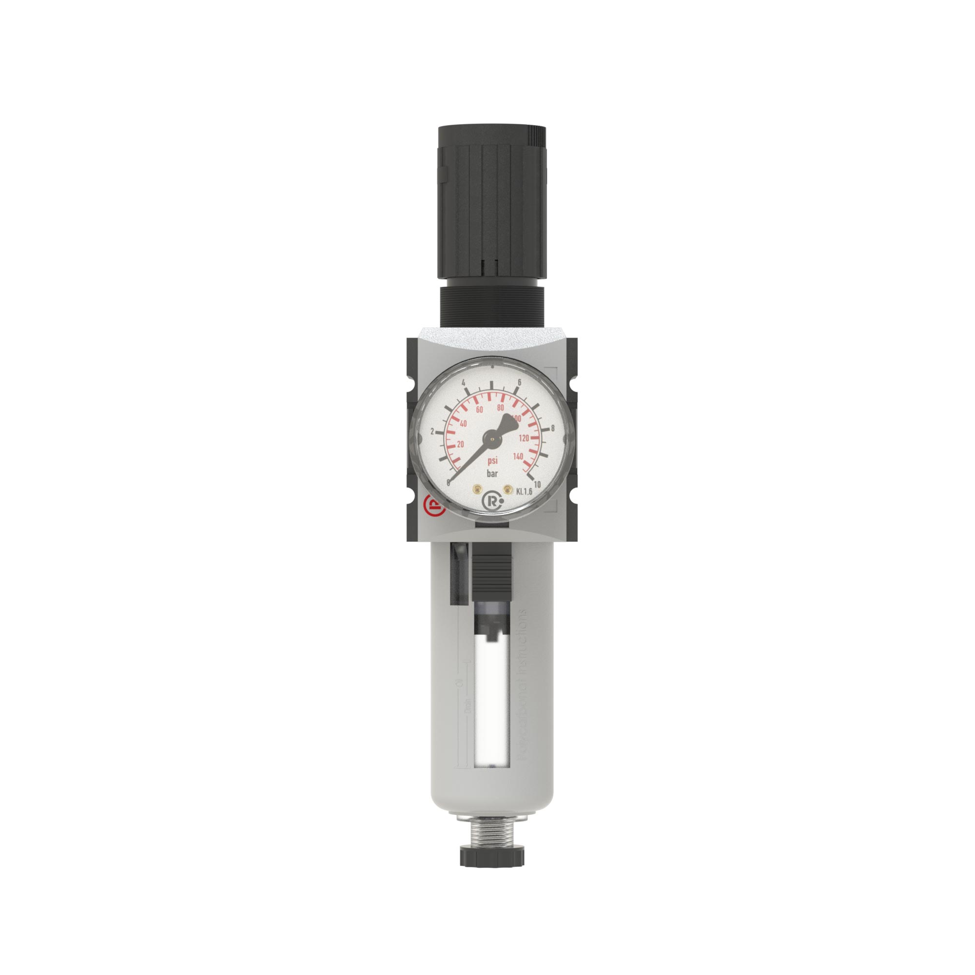 Filterregler »FUTURA«, PC-Behälter, Schutzkorb, Manometer, BG 4, G 1, 0,2-4 bar, HA - bekommst Du bei HUG Technik ♡