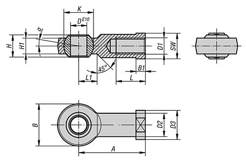 Gelenkkopf mit Gleitlagerung M04 Igumid®, Linksgewinde, Komp: Iglidur®, D=5 - K1466.1041 - erhältlich bei ♡ HUG Technik ✓