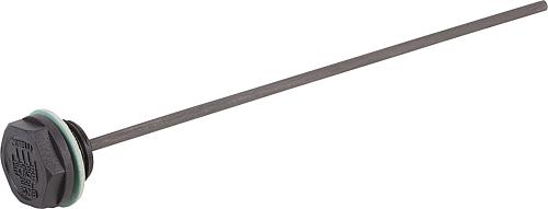 Verschlussschraube ohne Entlüftung mit Ölmessstab, D=19, G1/4, SW=17, Form: A, Thermoplast schwarz - K1101.119014