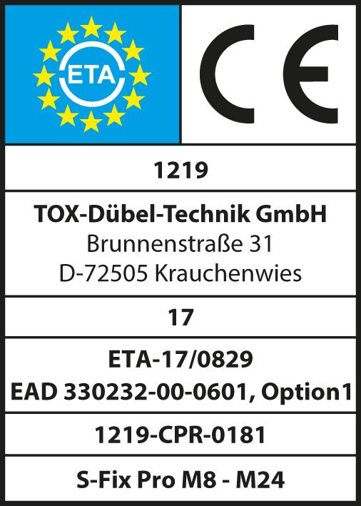 TOX® Bolzenanker S-FIX Pro M 8x 75/ 9 verzinkt Opt.1 - bei HUG Technik ✭