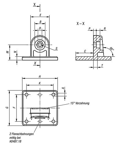 Rohrverbinder mit Fuß H=35 G=50 Thermoplast, mit Innenverzahnung, Komp:Stahl - K0487.18 - bei HUG Technik ✭