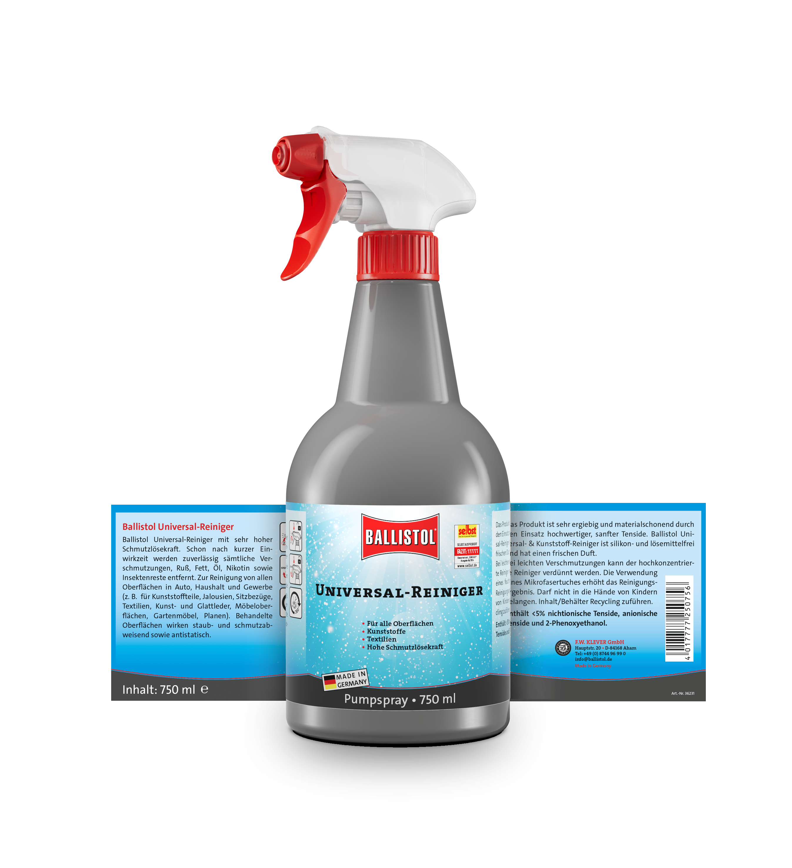 Ballistol Universal-Reiniger, 750 ml, Rückseite