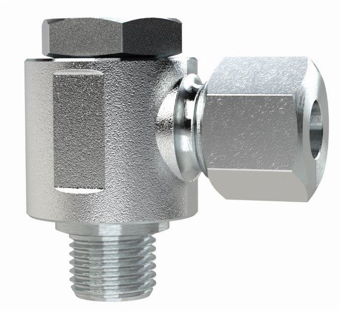 Schwenkbare Winkel-Verschraubung, M12x1,5 AG, Rohr-AD 6, Stahl verzinkt - direkt von HUG Technik ✓
