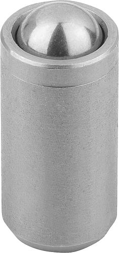 Produktbild Federndes Druckstück glatte Ausführung D=10 L=22 Edelstahl, ohne Bund, Komp: Edelstahl - K0335.210 - kommt direkt von HUG Technik 😊