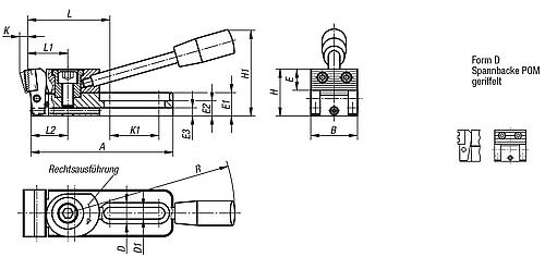 Niederzugspanner links A=121,5 40x40, Form: D Stahl - K0034.010040 - bekommst Du bei ★ HUG Technik ✓