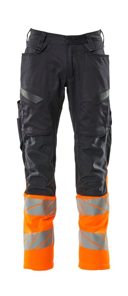 MASCOT® ACCELERATE SAFE Hose mit Knietaschen  Gr. 76/C46, schwarzblau/hi-vis orange - direkt bei HUG Technik ✓