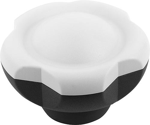 Fünfsterngriff M08 Thermoplast, schwarz RAL7021, Komp: Stahl, Komp: grau RAL7035, D=50 - K0255.50085 - direkt von HUG Technik ✓