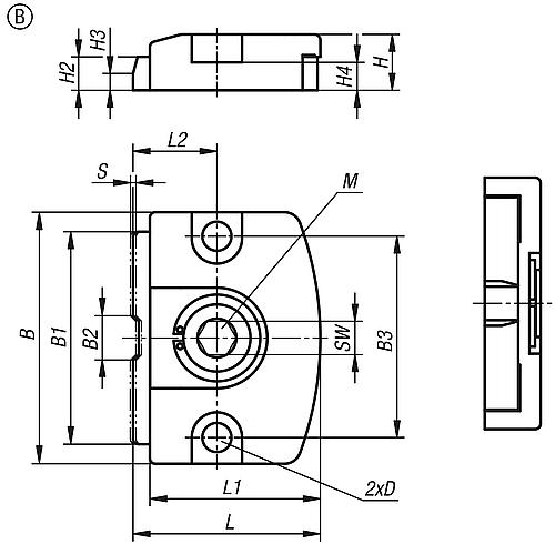 Flachspanner mit Exzenter, Form: B ohne Zylinderstift, S=1, F=4, Vergütungsstahl schwarz brüniert - K1696.10400 - gibt’s bei HUG Technik ✓