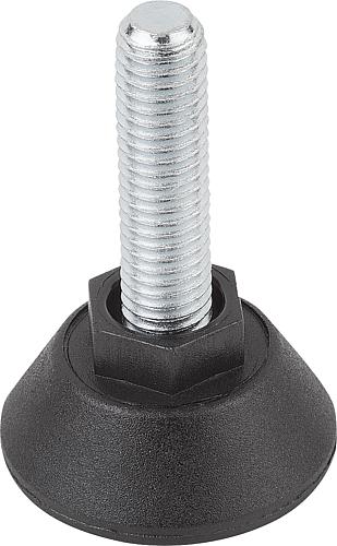 Stellfuß rund M06X20 Polyamid, Sechskant, Komp:Stahl, D=30 - K0675.3006X020 - kommt direkt von HUG Technik 😊