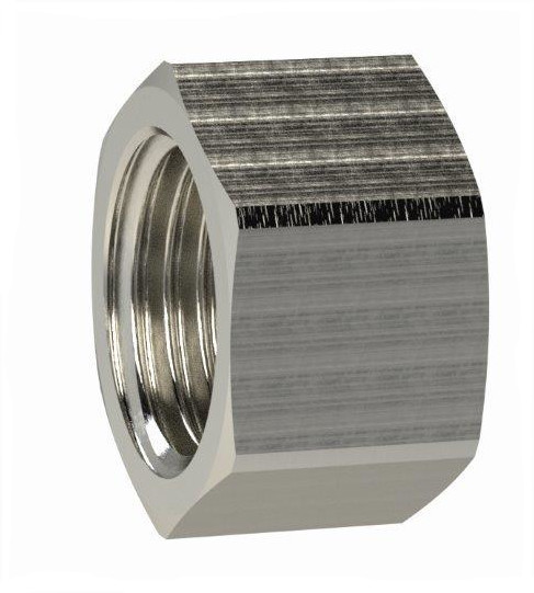 Verschlusskappe sechskant, G 1 1/2, SW 53, Messing vernickelt - bei HUG Technik ♡