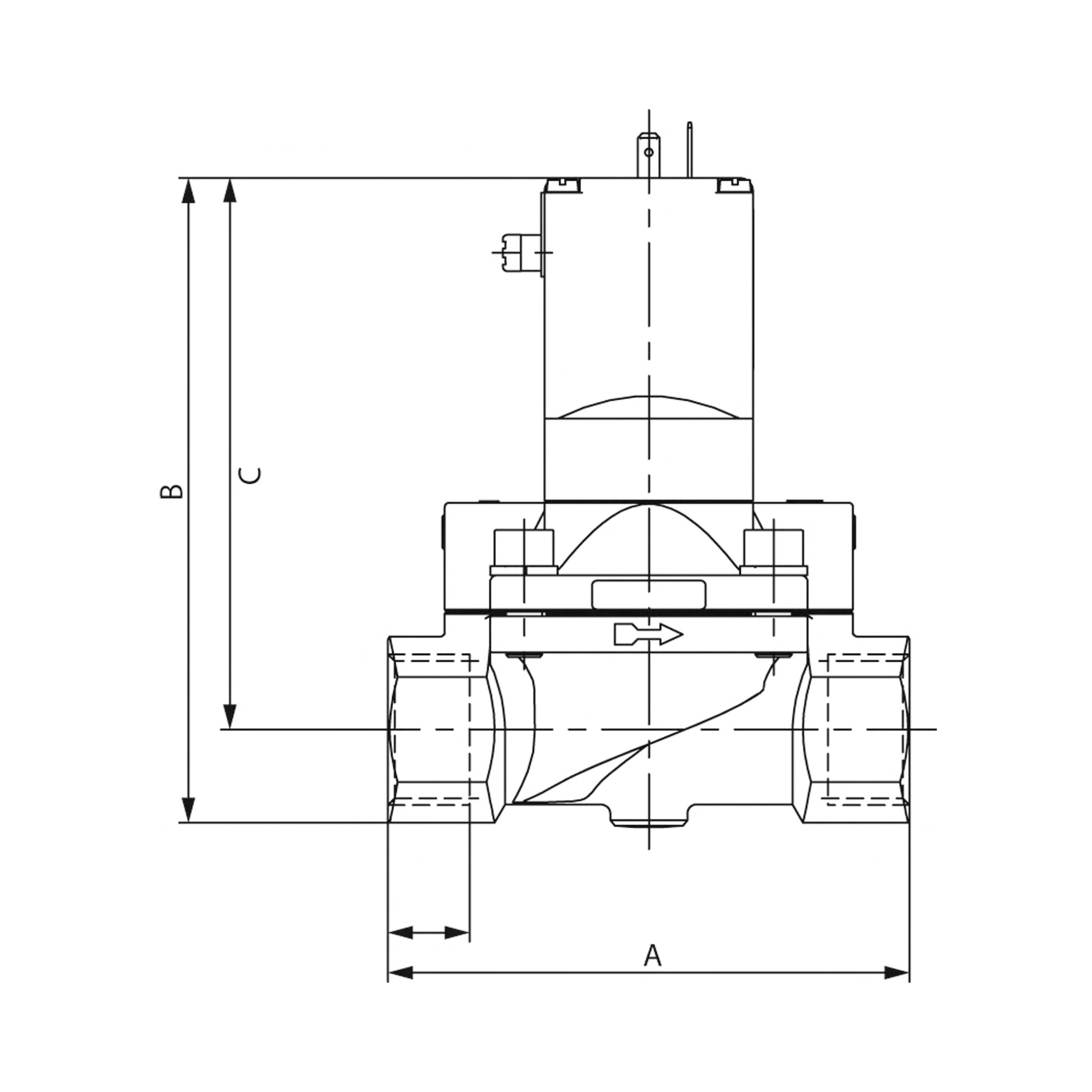 2/2 We-MV, NC, Messing, G 3/4, DN 20, PN 0,2-10, NBR, vorgesteuert 24V DC - erhältlich bei ♡ HUG Technik ✓