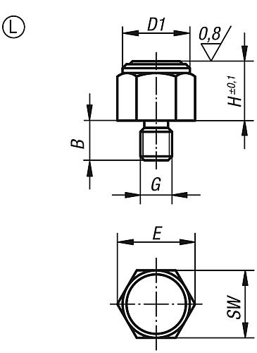 Positionsfuß, Form:L, Autom.Stahl Brün. u. Einsatzgehärtet, SW=17 - K0298.8101 - bekommst Du bei HUG Technik ♡