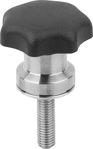 Sterngriff mit Spannkraftverstärker M10x20, D1=50, H=42, Form: L, Thermoplast schwarz, Komp: Stahl - K1596.410X20 - bekommst Du bei ★ HUG Technik ✓