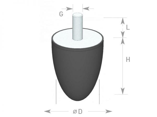 Gummi-Metall-Element Typ DP 10x10 M4x12 parabolisch, mit Gewindebolzen ✓