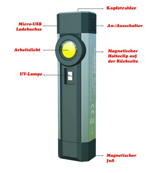 LED + UV Arbeitslampe PL- 031 - direkt bei HUG Technik ✓ LED + UV Arbeitslampe PL- 031 - direkt bei HUG Technik ✓