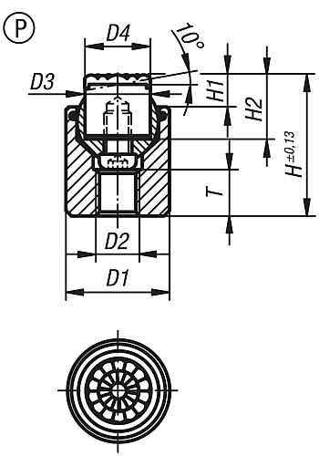 Pendelauflage mit O-Ring M06 D1=17, Form:P Vergütungsstahl, auswechselbare Einsätze, Komp:Polyurethan - K0285.617X024 - erhältlich bei ✭ HUG Technik ✓