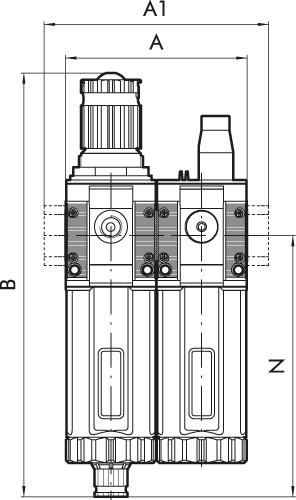 Filterregler + Öler »SYNTESI«, BG 2, G 1, 5 µm, 0…4 bar, RA - erhältlich bei ✌ HUG Technik ✓ Filterregler + Öler »SYNTESI«, BG 2, G 1, 5 µm, 0…4 bar, RA - erhältlich bei ✌ HUG Technik ✓