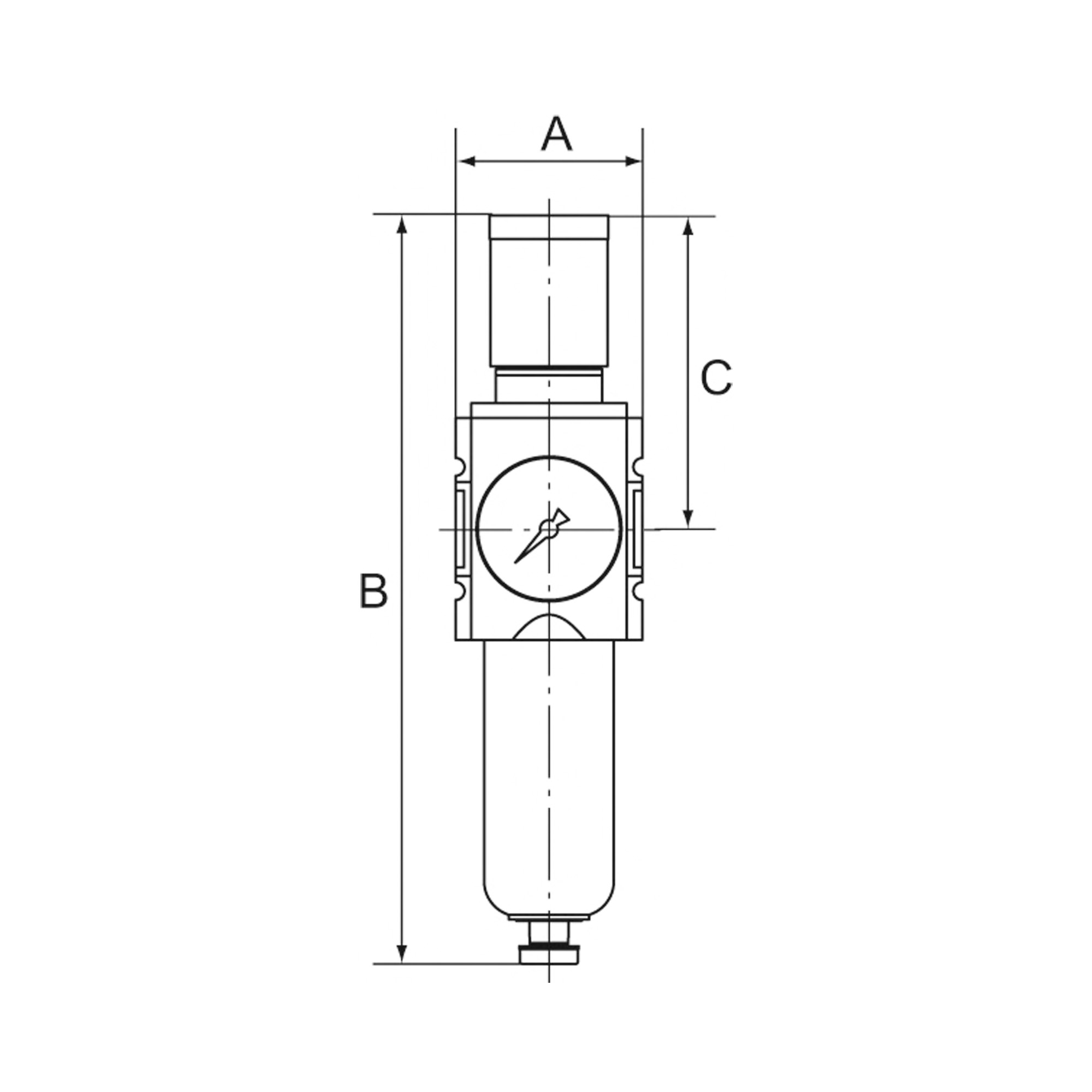 Filterregler »FUTURA-mini«, Metallbehälter, Kompaktmanometer, VA, G 1/4, 0,1-4 - erhältlich bei ☆ HUG Technik ✓