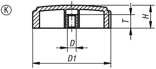 Rändelschraube M05, Form: K Thermoplast, Komp: Messing - K0281.5705 - bei HUG Technik ✓