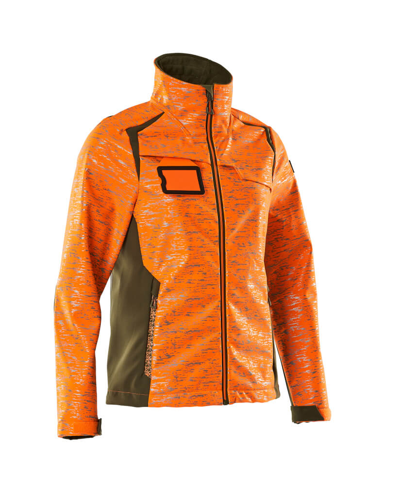 MASCOT® ACCELERATE SAFE Soft Shell Jacke  Gr. 2XL, hi-vis orange/moosgrün - bei HUG Technik ♡