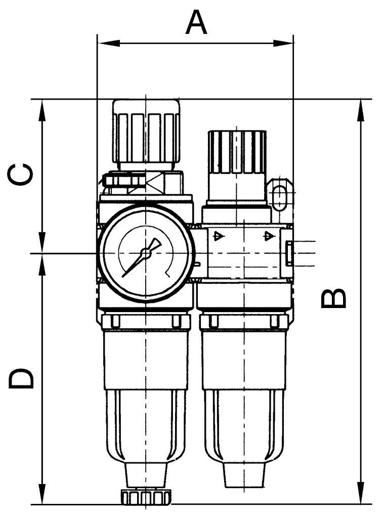 Wartungseinheit 3-tlg. »Standard-mini«, PC- Behälter, BG 0, G 1/4 - erhältlich bei ♡ HUG Technik ✓