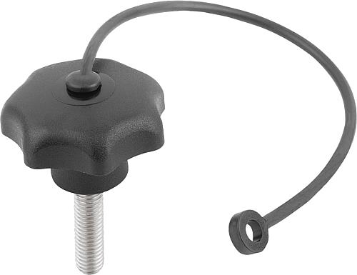 Sterngriff M10x25 D1=50, Form: LS Thermoplast, schwarz, Komp: Edelstahl, Komp: schwarz - K0154.710X25 - bei HUG Technik ☆