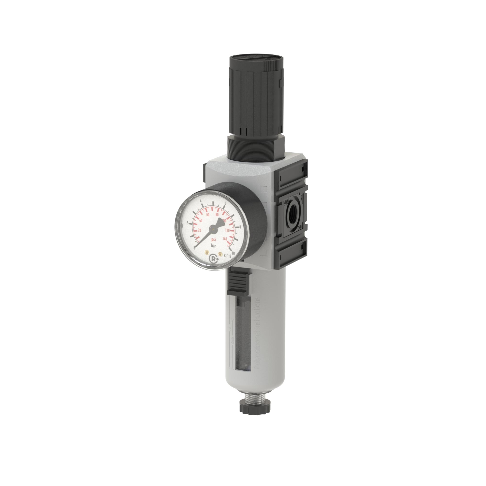 Filterregler »FUTURA«, PC-Behälter, Schutzkorb, Manometer, BG 4, G 1, 0,2-4 bar, HA - bekommst Du bei HUG Technik ♡