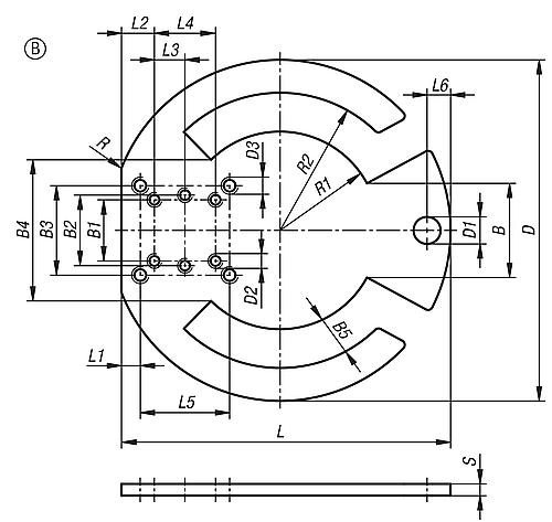 Adapterplatte Rund, Form: B Offen, D=145, S=5, Stahl verzinkt - K1211.1145 - bei HUG Technik ☆
