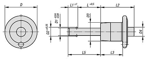 Kugelsperrbolzen Edelstahl, selbstsichernd, D1=10, L=100 - K0641.02510100 - bei HUG Technik ✭