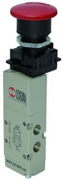 5/2-Wegeventil, manuell, Pilztaster, monostabil, G 1/8, Symbol 14 - bei HUG Technik ✭