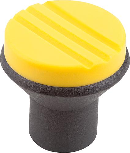 Pilzknopf Gr.1 M04 D1=21 Thermoplast, schwarz RAL7021, Komp: Stahl, Komp: gelb RAL1021 - K0251.047 - kommt direkt von HUG Technik 😊
