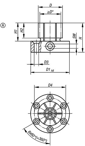 Spanndorn mit seitlicher Klemmung, Form: A Baustahl, D =17,8, D=28,7 - K0643.118029 - bekommst Du bei HUG Technik ♡