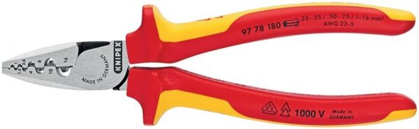 KNIPEX® Aderendhülsenzange VDE 2-Komponenten-Griffen, 180 mm, 0,25-16qmm - direkt bei HUG Technik ✓