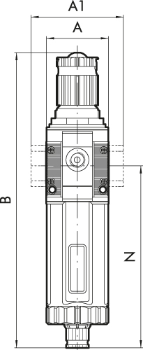 Filterregler »SYNTESI«, BG2, G 1, 20µm, 0…8bar, RA, ohne Manometer - erhältlich bei ✌ HUG Technik ✓