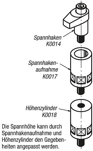 Spannhakenaufnahme M08 L=55 - K0017.08055 - erhältlich bei ✭ HUG Technik ✓