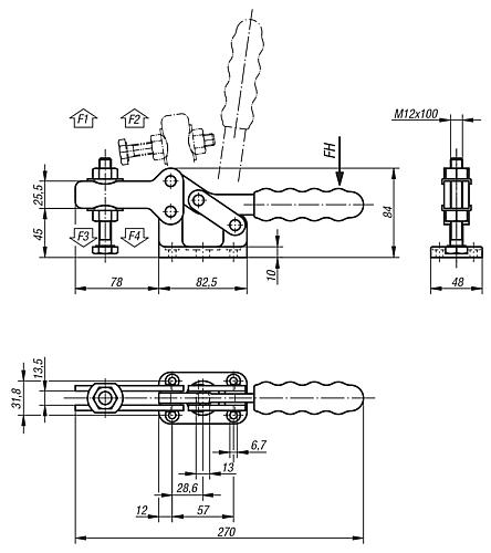 Schnellspanner horizontal Stahl, Komp: Kunststoff - K0077.0700 - bei HUG Technik ✭