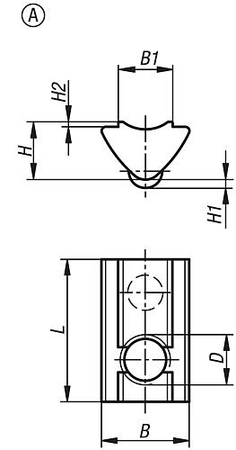 Nutenstein einschwenkbar M04 B=10,5, Form:A Stahl, mit Steg - K1024.0604 - direkt bei HUG Technik ✓