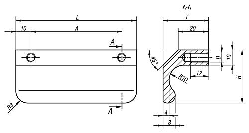 Profilgriff Edelstahl, A=100, D=M06 - K0233.10006 - bekommst Du bei HUG Technik ♡