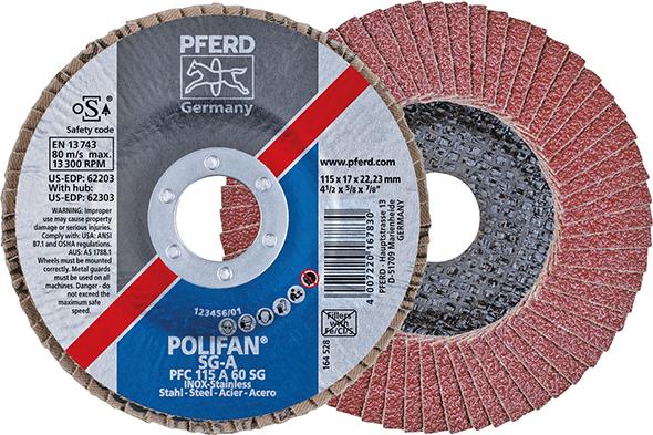 PFERD Fächerschleifscheibe A 40 SG 115 mm K 40 gewölbt - direkt bei HUG Technik ✓ PFERD Fächerschleifscheibe A 40 SG 115 mm K 40 gewölbt - direkt bei HUG Technik ✓