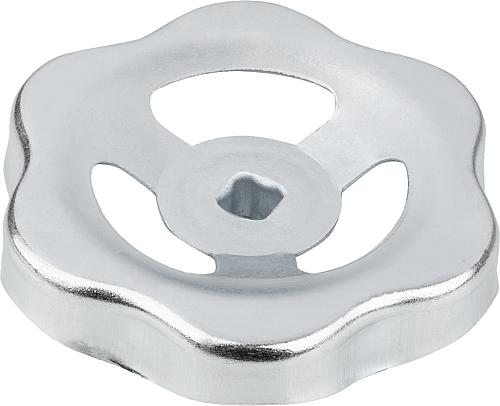 Handrad Stahlblech, Vierkant V=10, D1=108, Stahl verzinkt - K1661.110102 - gibt’s bei ☆ HUG Technik ✓