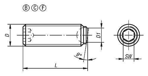 Kugeldruckschraube ohne Kopf M04, Form:B Vergütungsstahl, Komp:Wälzlagerstahl L2=11,8 - K0383.20412 - gibt’s bei HUG Technik ✓