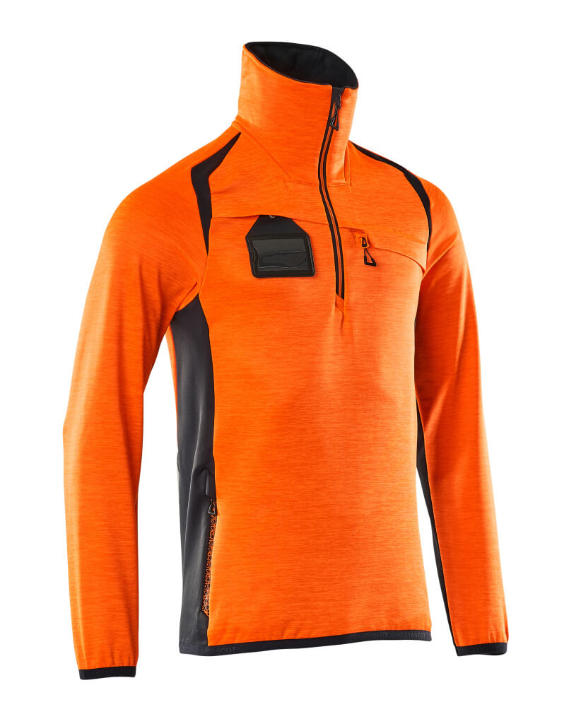 MASCOT® ACCELERATE SAFE Fleecepullover mit kurzem Reißverschluss  Gr. 2XL, hi-vis orange/schwarzblau - jetzt NEU bei HUG Technik  😊