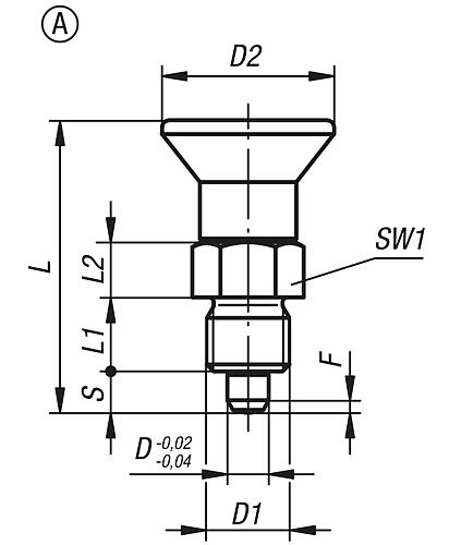Arretierbolzen kurze Ausführung Gr.0 M08X1, D=4, Form: A ohne Rastnut ohne Kontermutter, Edelstahl ungehärtet - K0631.1500484 - bei HUG Technik ☆