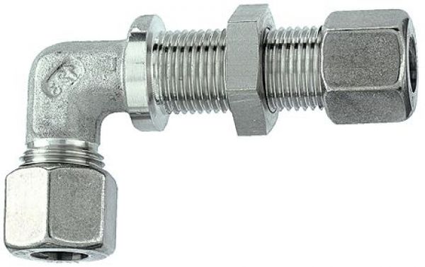 Winkel-Schottverschraubung, Rohr-Außen-ø 10 mm, Edelstahl 1.4571 - erhältlich bei ♡ HUG Technik ✓