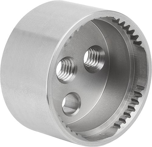 Produktbild Rastelement mit Innenverzahnung, Form: C, D4=23, N=38, H=13,5, Edelstahl blank - K1446.132338 - bei HUG Technik ♡