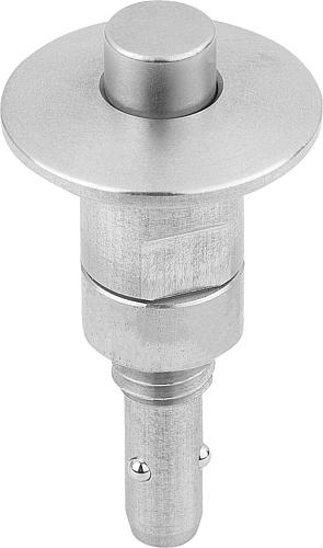 Kugelsperrbolzen mit Pilzgriff, D1=10, L1=21,5, Edelstahl blank, Komp: Edelstahl - K1063.10241 - gibt’s bei HUG Technik ✓