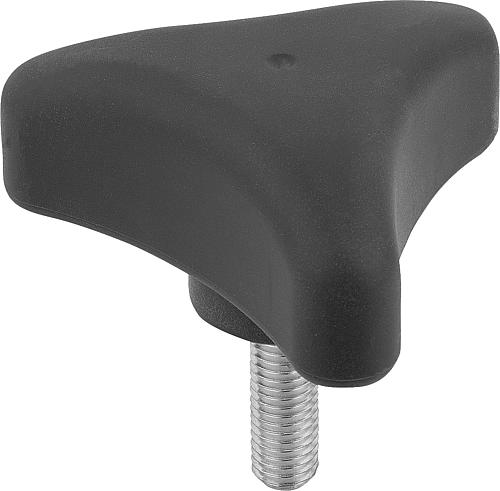 Dreisterngriff ergonomisch M08x20 D1=80 Kunststoff, schwarz RAL7021, Komp: Stahl - K0785.8008X20 - bei HUG Technik ✓