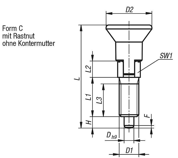 Arretierbolzen Gr.0 M06, Form: C Edelstahl, D=4 - K0747.13004060 - direkt bei HUG Technik ✓