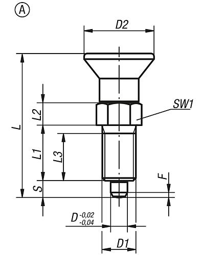 Arretierbolzen Gr.0 M08X1, D=4, Form: A ohne Rastnut ohne Kontermutter, Edelstahl gehärtet, Komp: Thermoplast - K0338.0100484 - bekommst Du bei HUG Technik ♡