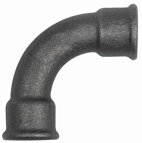Bogen 2, 90°, lang, Rp 1/4 IG, Rp 1/4 IG, Temperguss, schwarz - bei HUG Technik ☆